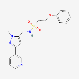 N-((1-methyl-3-(pyridin-3-yl)-1H-pyrazol-5-yl)methyl)-2-phenoxyethanesulfonamide - 2034350-87-1