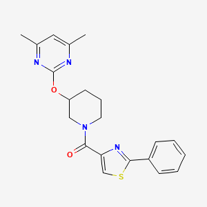 (3-((4,6-Dimethylpyrimidin-2-yl)oxy)piperidin-1-yl)(2-phenylthiazol-4-yl)methanone - 2097893-45-1