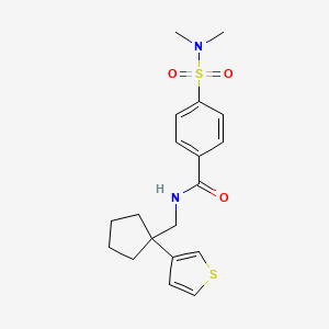 4-(N,N-dimethylsulfamoyl)-N-((1-(thiophen-3-yl)cyclopentyl)methyl)benzamide - 2034518-00-6