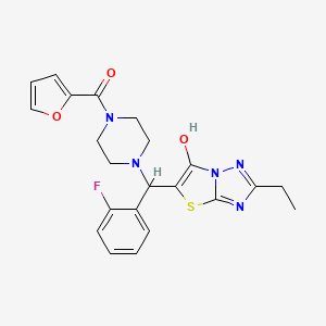 (4-((2-Ethyl-6-hydroxythiazolo[3,2-b][1,2,4]triazol-5-yl)(2-fluorophenyl)methyl)piperazin-1-yl)(furan-2-yl)methanone - 887220-21-5