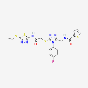 N-({5-[({[5-(ethylsulfanyl)-1,3,4-thiadiazol-2-yl]carbamoyl}methyl)sulfanyl]-4-(4-fluorophenyl)-4H-1,2,4-triazol-3-yl}methyl)thiophene-2-carboxamide - 394215-41-9