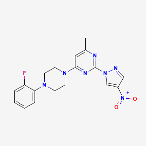 4-(4-(2-fluorophenyl)piperazin-1-yl)-6-methyl-2-(4-nitro-1H-pyrazol-1-yl)pyrimidine - 1001607-92-6