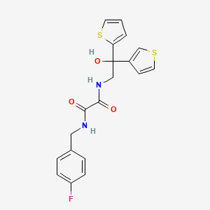 N1-(4-fluorobenzyl)-N2-(2-hydroxy-2-(thiophen-2-yl)-2-(thiophen-3-yl)ethyl)oxalamide - 2034401-79-9