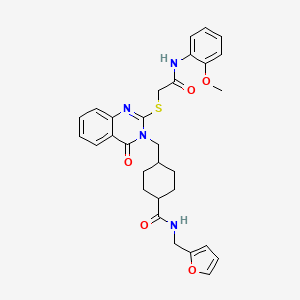 N-[(furan-2-yl)methyl]-4-{[2-({[(2-methoxyphenyl)carbamoyl]methyl}sulfanyl)-4-oxo-3,4-dihydroquinazolin-3-yl]methyl}cyclohexane-1-carboxamide - 422292-81-7