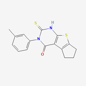 11-(3-Methylphenyl)-10-sulfanyl-7-thia-9,11-diazatricyclo[6.4.0.0,2,6]dodeca-1(8),2(6),9-trien-12-one - 385418-27-9