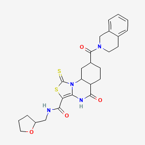5-oxo-N-[(oxolan-2-yl)methyl]-1-sulfanylidene-8-(1,2,3,4-tetrahydroisoquinoline-2-carbonyl)-1H,4H,5H-[1,3]thiazolo[3,4-a]quinazoline-3-carboxamide - 688790-98-9