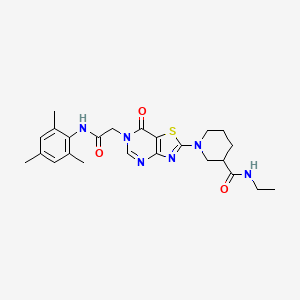 N-ethyl-1-(7-oxo-6-{[(2,4,6-trimethylphenyl)carbamoyl]methyl}-6H,7H-[1,3]thiazolo[4,5-d]pyrimidin-2-yl)piperidine-3-carboxamide - 1116048-75-9