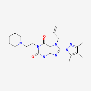 3-methyl-1-[2-(piperidin-1-yl)ethyl]-7-(prop-2-en-1-yl)-8-(3,4,5-trimethyl-1H-pyrazol-1-yl)-2,3,6,7-tetrahydro-1H-purine-2,6-dione - 1014029-13-0