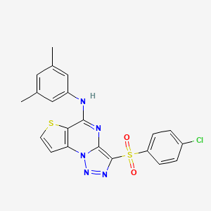 10-(4-chlorobenzenesulfonyl)-N-(3,5-dimethylphenyl)-5-thia-1,8,11,12-tetraazatricyclo[7.3.0.0^{2,6}]dodeca-2(6),3,7,9,11-pentaen-7-amine - 892738-43-1