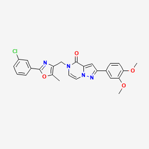 5-((2-(3-chlorophenyl)-5-methyloxazol-4-yl)methyl)-2-(3,4-dimethoxyphenyl)pyrazolo[1,5-a]pyrazin-4(5H)-one - 1358794-08-7