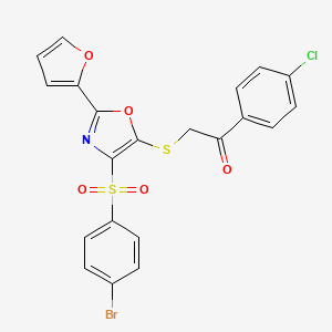 2-((4-((4-Bromophenyl)sulfonyl)-2-(furan-2-yl)oxazol-5-yl)thio)-1-(4-chlorophenyl)ethanone - 686738-40-9