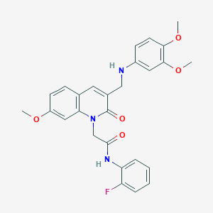 2-(3-{[(3,4-dimethoxyphenyl)amino]methyl}-7-methoxy-2-oxo-1,2-dihydroquinolin-1-yl)-N-(2-fluorophenyl)acetamide - 894563-43-0