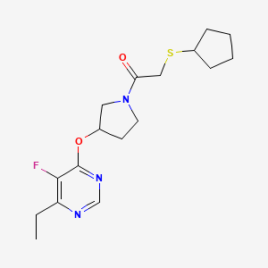 2-(Cyclopentylthio)-1-(3-((6-ethyl-5-fluoropyrimidin-4-yl)oxy)pyrrolidin-1-yl)ethanone - 2034523-97-0