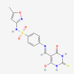 4-{[(4,6-dioxo-2-sulfanylidene-1,3-diazinan-5-ylidene)methyl]amino}-N-(5-methyl-1,2-oxazol-3-yl)benzene-1-sulfonamide - 1021262-57-6