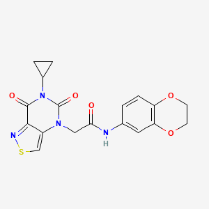 2-{6-cyclopropyl-5,7-dioxo-4H,5H,6H,7H-[1,2]thiazolo[4,3-d]pyrimidin-4-yl}-N-(2,3-dihydro-1,4-benzodioxin-6-yl)acetamide - 1251604-21-3