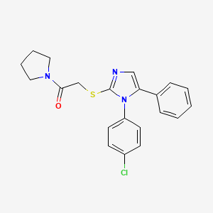 2-((1-(4-chlorophenyl)-5-phenyl-1H-imidazol-2-yl)thio)-1-(pyrrolidin-1-yl)ethanone - 1226449-94-0