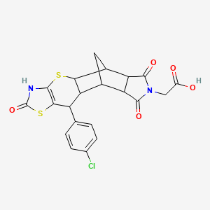 2-[9-(4-chlorophenyl)-6,13,15-trioxo-3,7-dithia-5,14-diazapentacyclo[9.5.1.02,10.04,8.012,16]heptadec-4(8)-en-14-yl]acetic acid - 1177776-41-8