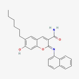 (2Z)-6-hexyl-7-hydroxy-2-[(naphthalen-1-yl)imino]-2H-chromene-3-carboxamide - 329690-10-0