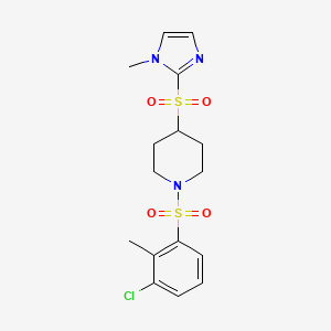 1-((3-chloro-2-methylphenyl)sulfonyl)-4-((1-methyl-1H-imidazol-2-yl)sulfonyl)piperidine - 2034429-01-9