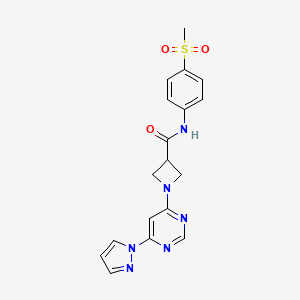 1-(6-(1H-pyrazol-1-yl)pyrimidin-4-yl)-N-(4-(methylsulfonyl)phenyl)azetidine-3-carboxamide - 2034581-61-6