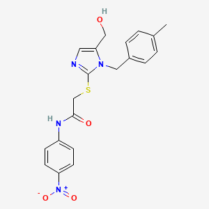 2-((5-(hydroxymethyl)-1-(4-methylbenzyl)-1H-imidazol-2-yl)thio)-N-(4-nitrophenyl)acetamide - 899999-63-4