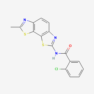 2-chloro-N-{11-methyl-3,12-dithia-5,10-diazatricyclo[7.3.0.0^{2,6}]dodeca-1(9),2(6),4,7,10-pentaen-4-yl}benzamide - 327038-69-7