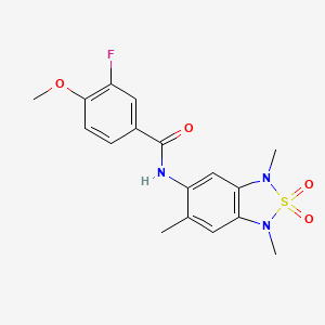 3-fluoro-4-methoxy-N-(1,3,6-trimethyl-2,2-dioxido-1,3-dihydrobenzo[c][1,2,5]thiadiazol-5-yl)benzamide - 2034235-70-4