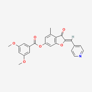 (Z)-4-methyl-3-oxo-2-(pyridin-4-ylmethylene)-2,3-dihydrobenzofuran-6-yl 3,5-dimethoxybenzoate - 903196-87-2