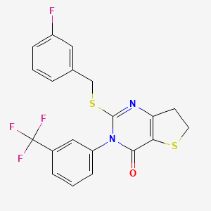 2-((3-fluorobenzyl)thio)-3-(3-(trifluoromethyl)phenyl)-6,7-dihydrothieno[3,2-d]pyrimidin-4(3H)-one - 877654-27-8