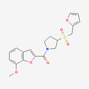 (3-((Furan-2-ylmethyl)sulfonyl)pyrrolidin-1-yl)(7-methoxybenzofuran-2-yl)methanone - 1795190-05-4