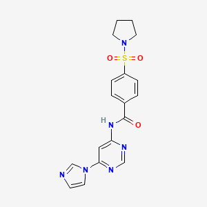 N-(6-(1H-imidazol-1-yl)pyrimidin-4-yl)-4-(pyrrolidin-1-ylsulfonyl)benzamide - 1448068-88-9