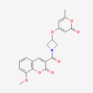 8-methoxy-3-(3-((6-methyl-2-oxo-2H-pyran-4-yl)oxy)azetidine-1-carbonyl)-2H-chromen-2-one - 2034426-31-6
