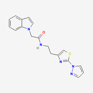 N-(2-(2-(1H-pyrazol-1-yl)thiazol-4-yl)ethyl)-2-(1H-indol-1-yl)acetamide - 1448064-03-6