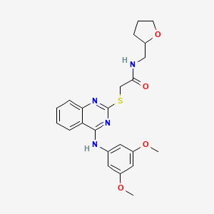 2-({4-[(3,5-dimethoxyphenyl)amino]quinazolin-2-yl}sulfanyl)-N-[(oxolan-2-yl)methyl]acetamide - 913512-72-8