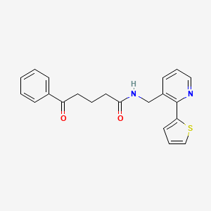 5-oxo-5-phenyl-N-((2-(thiophen-2-yl)pyridin-3-yl)methyl)pentanamide - 2034450-70-7