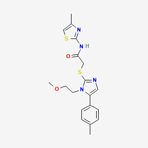 2-((1-(2-methoxyethyl)-5-(p-tolyl)-1H-imidazol-2-yl)thio)-N-(4-methylthiazol-2-yl)acetamide - 1206997-02-5