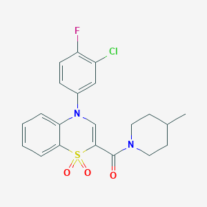 [4-(3-chloro-4-fluorophenyl)-1,1-dioxido-4H-1,4-benzothiazin-2-yl](4-methylpiperidin-1-yl)methanone - 1251568-33-8