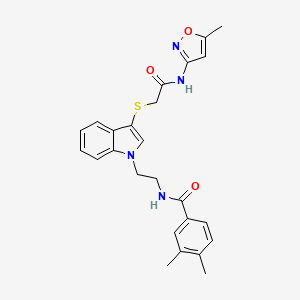 3,4-dimethyl-N-(2-(3-((2-((5-methylisoxazol-3-yl)amino)-2-oxoethyl)thio)-1H-indol-1-yl)ethyl)benzamide - 532975-08-9