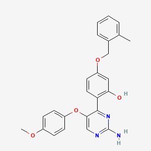 2-(2-Amino-5-(4-methoxyphenoxy)pyrimidin-4-yl)-5-((2-methylbenzyl)oxy)phenol - 879767-02-9