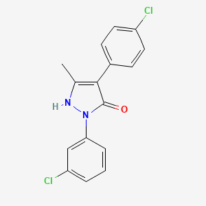 2-(3-chlorophenyl)-4-(4-chlorophenyl)-5-methyl-1,2-dihydro-3H-pyrazol-3-one - 303996-82-9