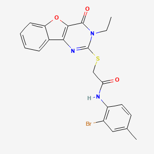 N-(2-bromo-4-methylphenyl)-2-((3-ethyl-4-oxo-3,4-dihydrobenzofuro[3,2-d]pyrimidin-2-yl)thio)acetamide - 900004-54-8