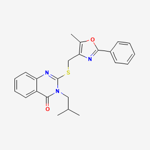 2-{[(5-methyl-2-phenyl-1,3-oxazol-4-yl)methyl]sulfanyl}-3-(2-methylpropyl)-3,4-dihydroquinazolin-4-one - 1040646-59-0