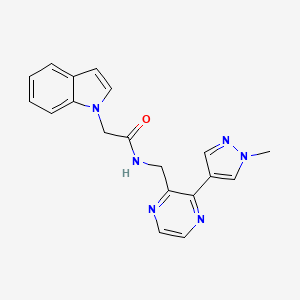 2-(1H-indol-1-yl)-N-((3-(1-methyl-1H-pyrazol-4-yl)pyrazin-2-yl)methyl)acetamide - 2034370-94-8