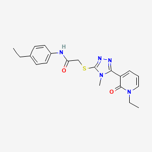 2-((5-(1-ethyl-2-oxo-1,2-dihydropyridin-3-yl)-4-methyl-4H-1,2,4-triazol-3-yl)thio)-N-(4-ethylphenyl)acetamide - 1105208-55-6