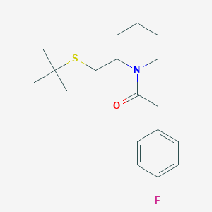 1-(2-((Tert-butylthio)methyl)piperidin-1-yl)-2-(4-fluorophenyl)ethanone - 2034265-94-4