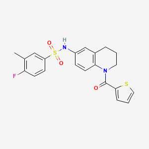 4-fluoro-3-methyl-N-[1-(thiophene-2-carbonyl)-1,2,3,4-tetrahydroquinolin-6-yl]benzene-1-sulfonamide - 1005293-25-3