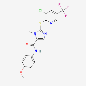 2-((3-Chloro-5-(trifluoromethyl)-2-pyridinyl)sulfanyl)-N-(4-methoxyphenyl)-1-methyl-1H-imidazole-5-carboxamide - 339278-15-8