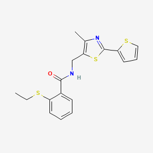 2-(ethylthio)-N-((4-methyl-2-(thiophen-2-yl)thiazol-5-yl)methyl)benzamide - 1421464-88-1