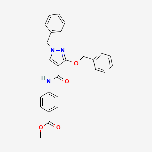 methyl 4-[1-benzyl-3-(benzyloxy)-1H-pyrazole-4-amido]benzoate - 1014091-81-6