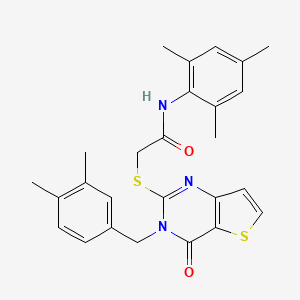 2-({3-[(3,4-dimethylphenyl)methyl]-4-oxo-3H,4H-thieno[3,2-d]pyrimidin-2-yl}sulfanyl)-N-(2,4,6-trimethylphenyl)acetamide - 1252918-27-6